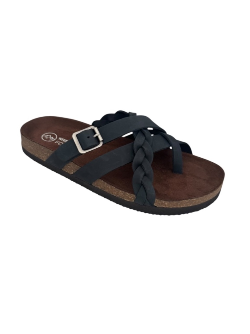 White Mountain Women’s Leather Braided Slide Sandals Navy Size 7 - NWB